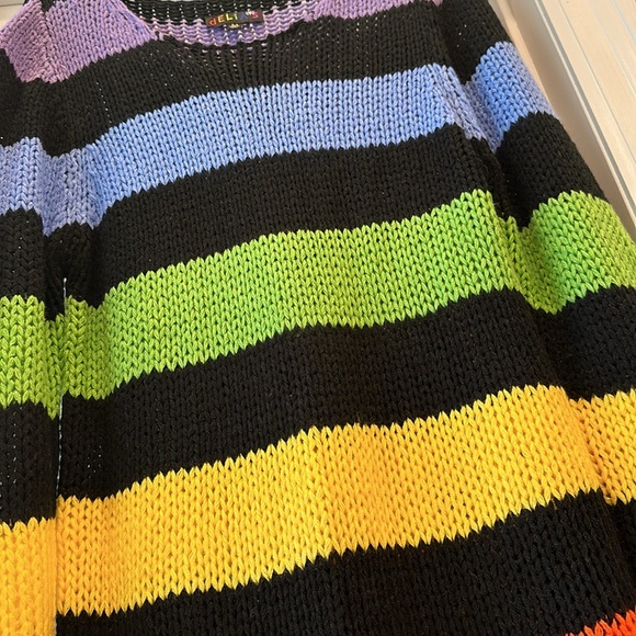 Dolls Kill Delia’s Pride Stripe Oversized Sweater - Picture 2 of 4